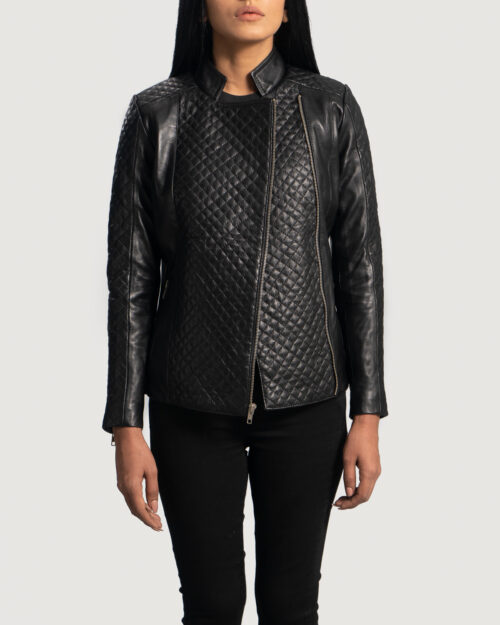 Tempest Grain Quilted Black Leather Biker Jacket